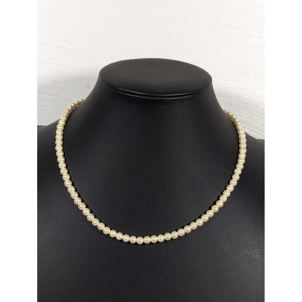 Vintage Faux Pearl Strand Necklace Classic Bridal Style 16"